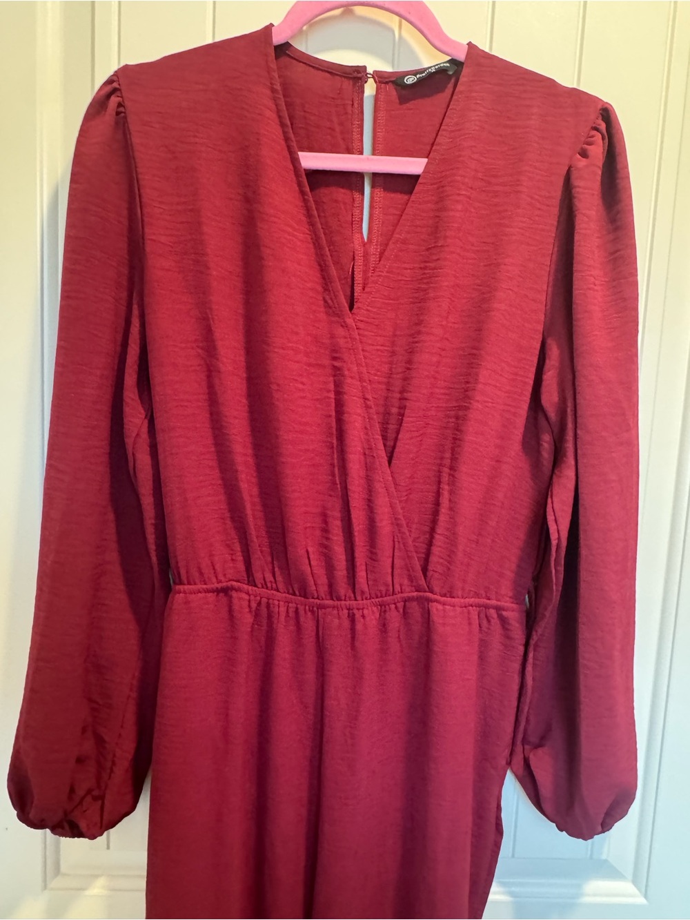 Women's Wrap-Front Long Sleeve jumpsuit Burgundy